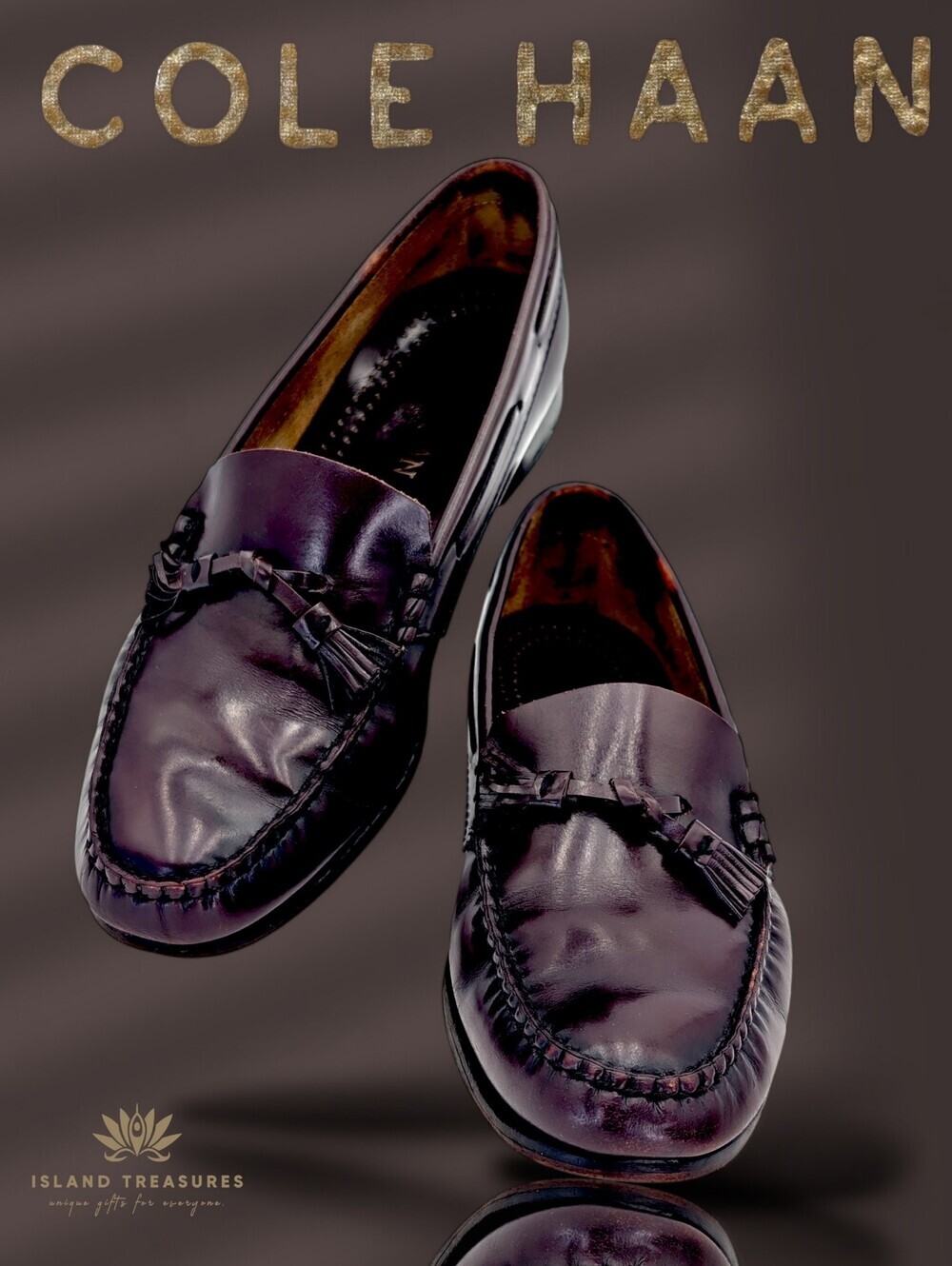 Cole Haan Size 9 Narrow Men's Vintage - Oxblood Genuine Leather Tassel Loafers